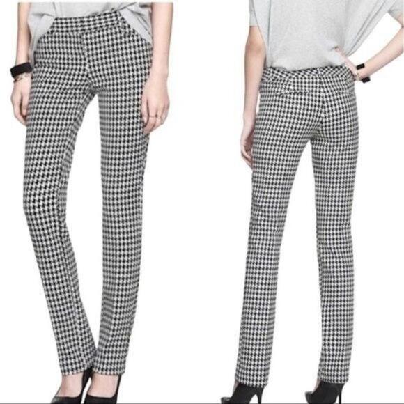 EXPRESS Houndstooth Print Stretch Straight leg Columnist Pants Size 0R LIKE NEW - Picture 1 of 13